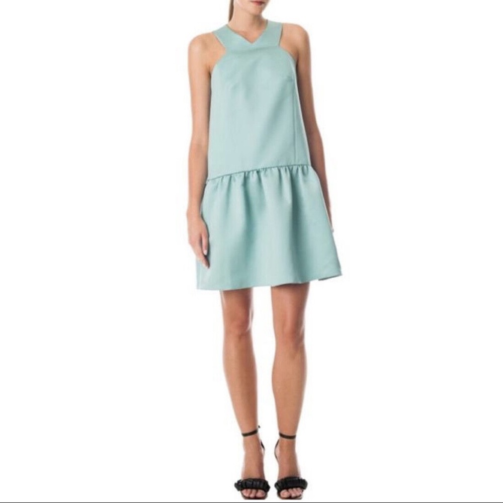 Tibi satin drop waist sleeveless racer back dress w/pockets (great for Halloween